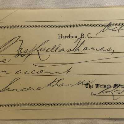 'Wrinch Memorial Hospital' Receipt