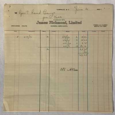 'James Richmond Limited 1930' Receipt