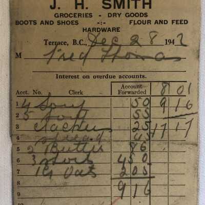 'J.H. Smith General Merchant Receipt'