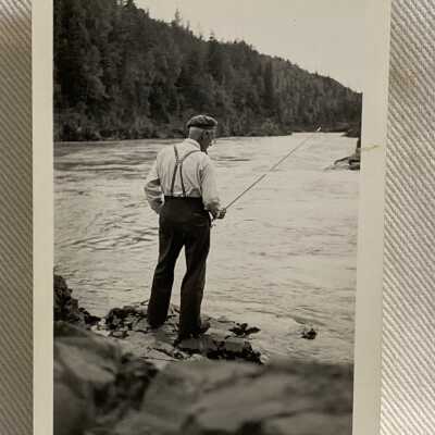 'Walter Wilson at mouth of Two Mile Creek July 1943'