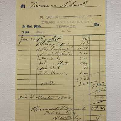 'R.W. Riley Feb 7 1924' Receipt