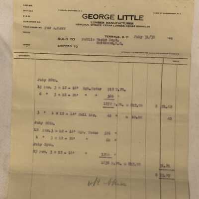 'George Little 1930' Receipt