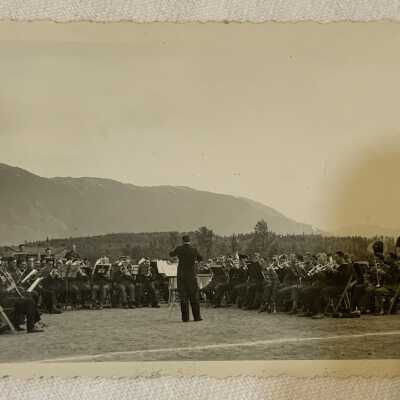 ‘Massed Bands at Highway Opening Terrace Sept. 1944’