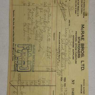 'McRae Bros' Receipt
