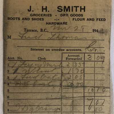 'J.H. Smith General Merchant Receipt'