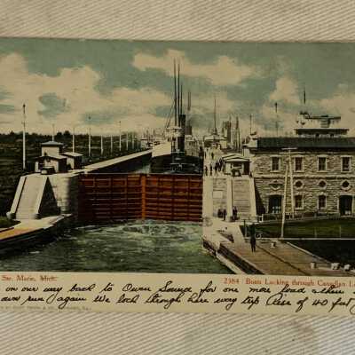 'Sault Ste Marie Mich, Boats Locking through Canadian Locks' 1906