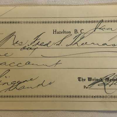 'Wrinch Memorial Hospital' Receipt