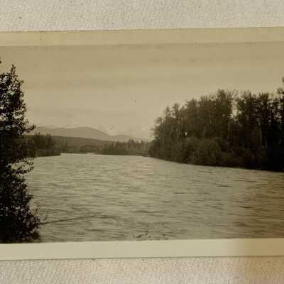 Looking down Bulkley River to Bridge at Telkwa… July 4th 1932’
