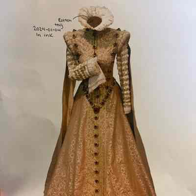 Late 1800s Women’s Dress Beaded/ High Collar