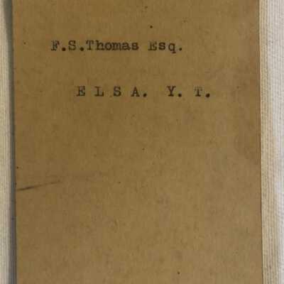 'F.S. Thomas Esq ELSA YT' Balance Book