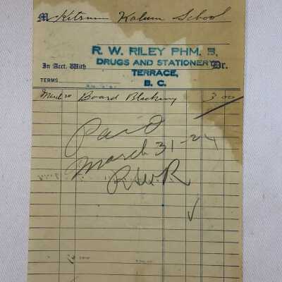 'R.W. Riley Kitsum Kalum School' Receipt