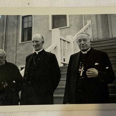 ‘Rev. Father Coccola, O.M.I., Archbishop Duke, Bishop Bunoz, Smithers June 1942’