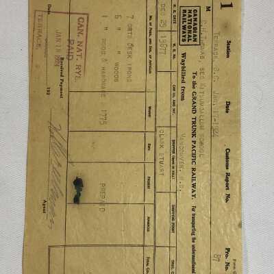 'Grand Trunk Pacific Railway 1924' Waybill