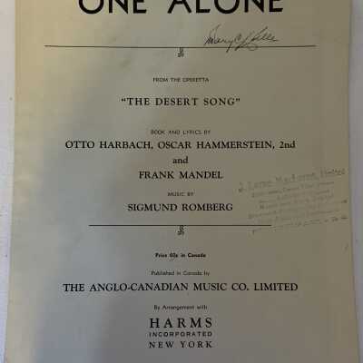 'One Alone' Sheet Music