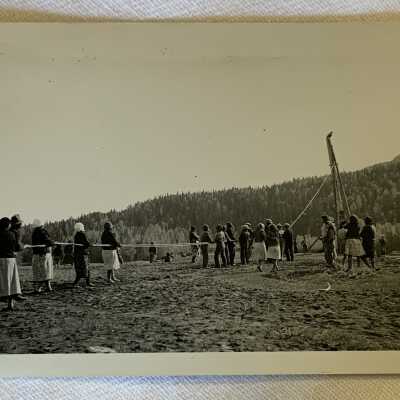 ‘Erecting a Totem Pole… Kispiox, June 1945’