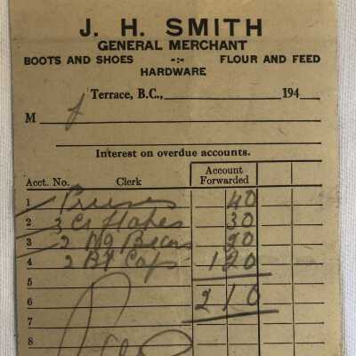 'J.H. Smith General Merchant Receipt'