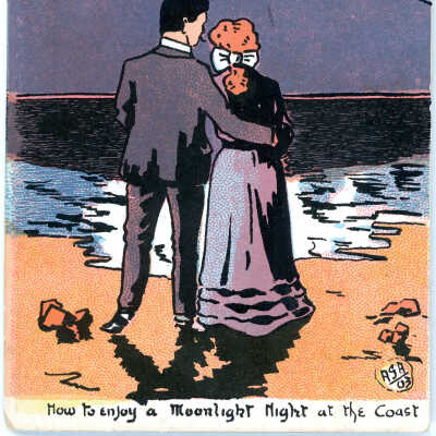 'Now to enjoy a Moonlight night at the Coast' 1904