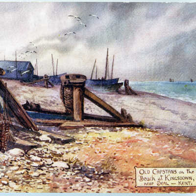 'Old Capstains on the Beach at Kingsdown near Deal-Kent' 1904