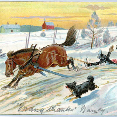 Man Pulled Behind Horse, 1903