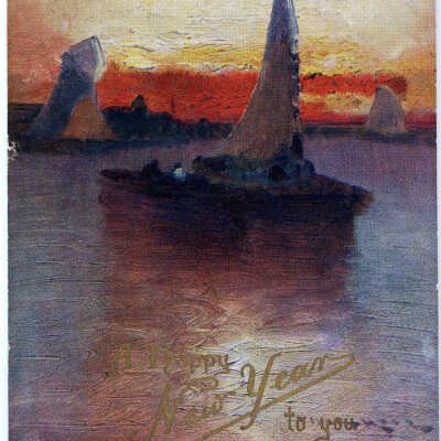 'A Happy New Year to you, Sunset on the Thames' 1904