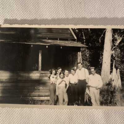 Group in front of Cabin