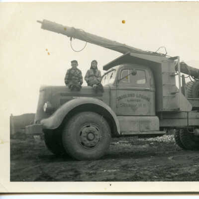 Skoglund Logging Truck, Children on Hood