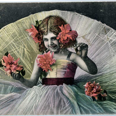 Girl with Flowers and Large Skirt