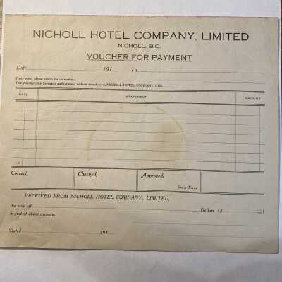 'Nicholl Hotel Company Voucher for Payment'