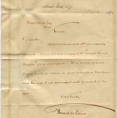 Letter - T A Edison to Roger Moore 12-4-1878