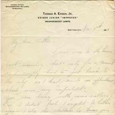 TAE Jr. to MME 11-3-1897