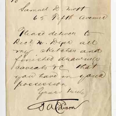 Note: T.A. Edison to S.D. Mott