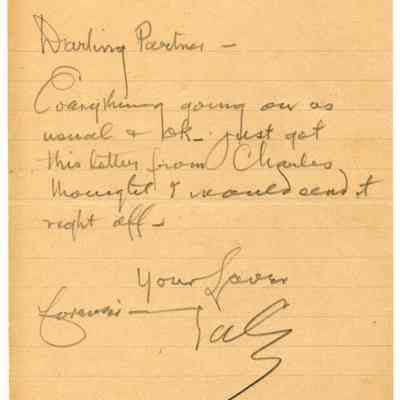 Letter - T A Edison to Mina Miller Edison