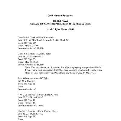 110 Oak Street - Research