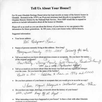 825 Hedgrow Ln 2005 Owners House Survey