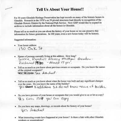 130 Oak Avenue 2005 House Owners Survey