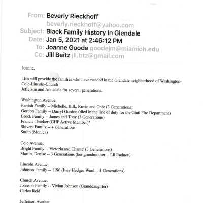 List of Black Families in Glendale