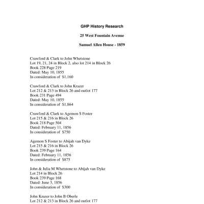 25 West Fountain Avenue - Research