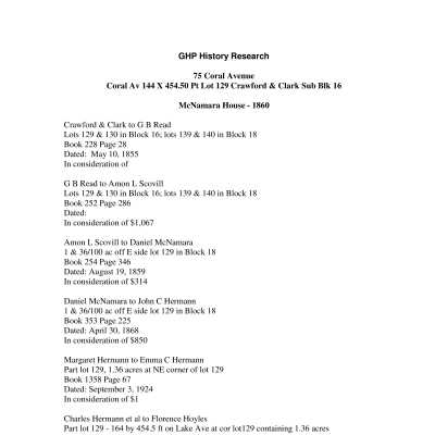 75 Coral Avenue - Research