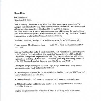 Owner's House History