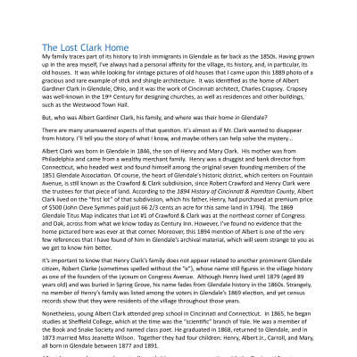 History of the Albert Clark Family and their home