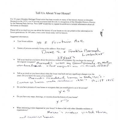 Owner House History Survey
