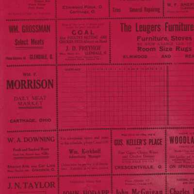 Glendale Baseball Schedule with multiple business advertisements