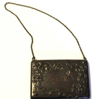 Silver Calling Card Case which belonged to Angie A. Richardson, 1865-1956.