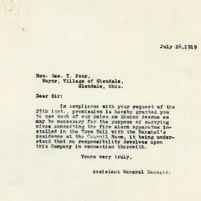 Mayor George T. Poor - Letter