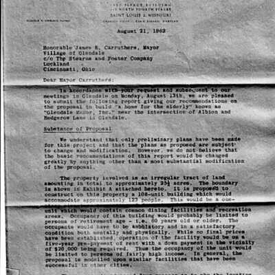 Report Regarding Proposal to Build a "Home for the Elderly", 1962