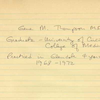 Timeline of Doctors in Glendale 1934-
