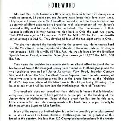 Booklet advertising a Hetherington Farm cow sale