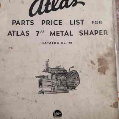 Parts price list for 7" metal shaper"