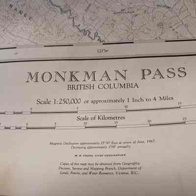 Monkman Pass. British Columbia. Map.