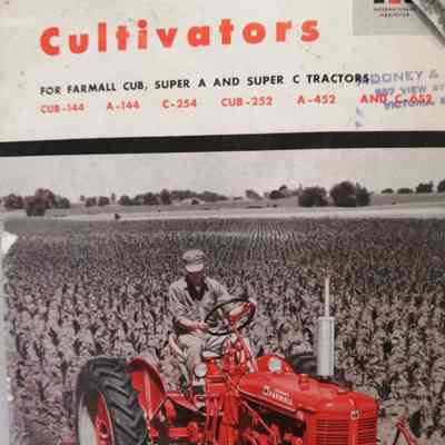 McCormick cultivators for Farmall, Cub, Super A and Super C tractors